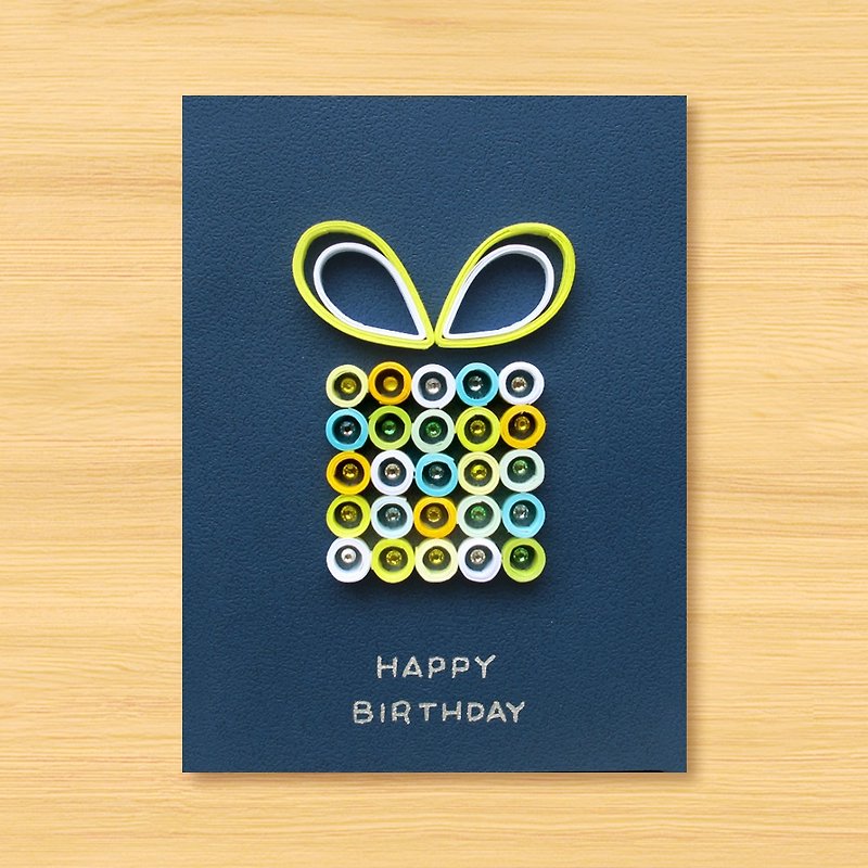 Handmade Roll Paper Card _ Hearty Birthday Gift Box A ... Birthday Card, Thank You Card - การ์ด/โปสการ์ด - กระดาษ สีน้ำเงิน