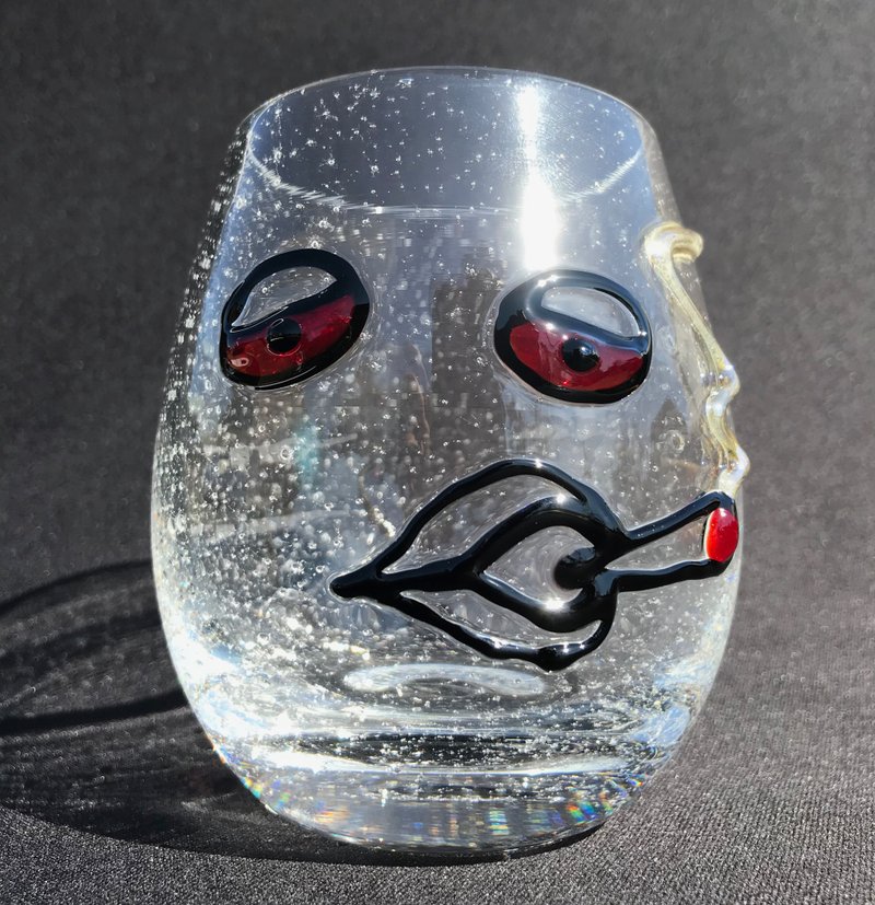 Whiskey glass Pearly Peapo 1 Hemp charcoal glass in a wooden box - Glasses - Glass Transparent