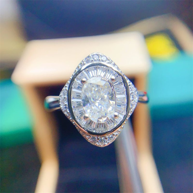 Moissanite Ring, Oval Moissanite Silver Ring, 1 Ct Moissanite, Moissanite Engage - 戒指 - 純銀 白色