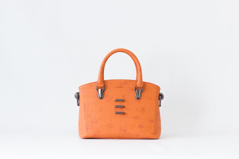 【Off-Season Sales】 - JUICY ORANGE STRUCTURED HANDBAG - Handbags & Totes - Genuine Leather Orange
