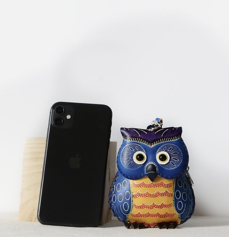 Genuine leather owl coin case - อื่นๆ - หนังแท้ สีน้ำเงิน