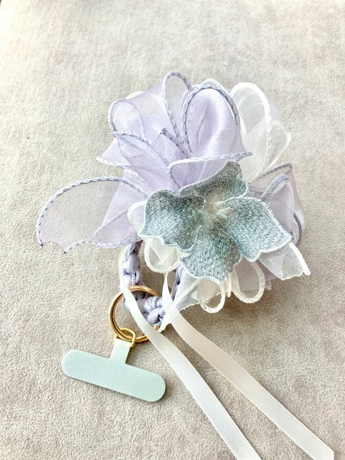 グレーフラワー 3way 携帯電話ストラップ ヘアゴム カチューシャ