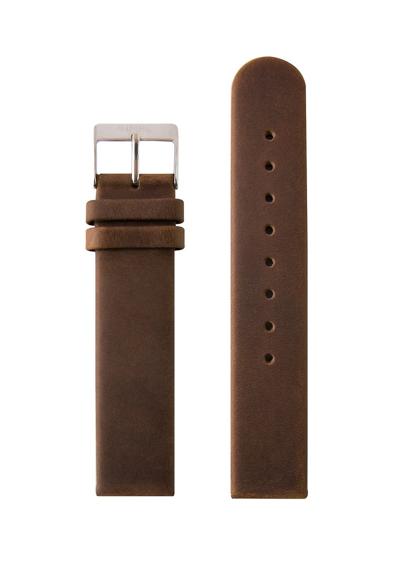 Simpl Watch - Brown Straps / Silver Buckle - Watchbands - Genuine Leather Brown