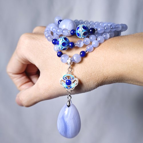 頂級藍紋瑪瑙帝王青金石108手串念珠6mm 單品禮物收藏獨家