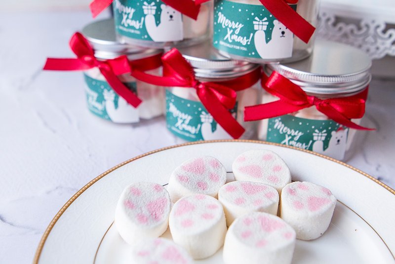 聖誕節貓爪棉花糖罐(滿百份免費印名字) 慶耶誕 來店禮 交換禮物 - 零食/點心 - 新鮮食材 多色