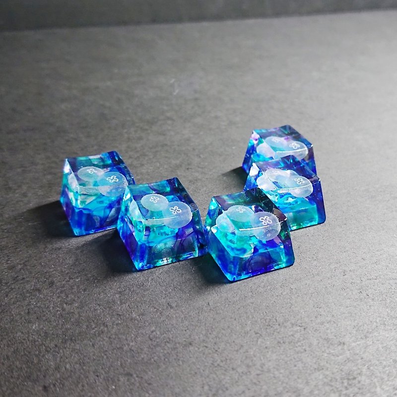 Watercolor jellyfish keycap (1 piece) - Computer Accessories - Resin Blue