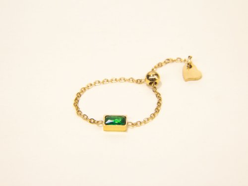 JTK Jewellery 綠寶石超薄鏈戒 | 18K金祖母綠戒指 | 細緻堆疊指環 |
