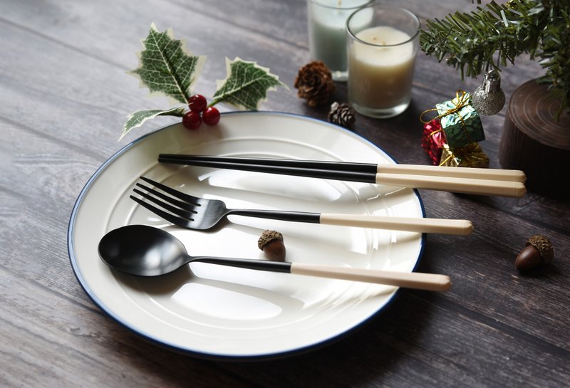 【聖誕禮盒】304不鏽鋼暖沙白餐具|湯匙、筷子、禮物 - 刀叉/湯匙/餐具組 - 不鏽鋼 