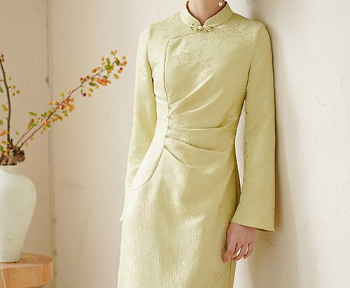 初蟬 新中式 秋冬茶服提花氣質日常改良旗袍洋裝