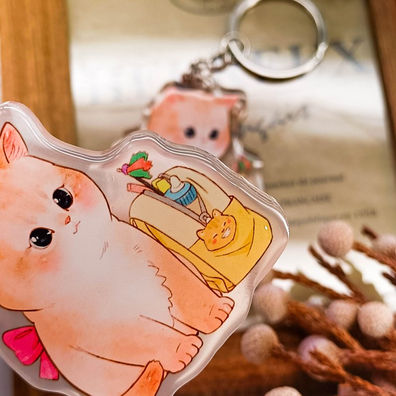 041貓咪上學趣 Cat school fun/晶透吊飾 stationery charm - 鑰匙圈/鑰匙包 - 塑膠 多色