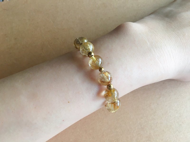 [Range] golden yellow crystalline Bronze bracelets titanium - สร้อยข้อมือ - คริสตัล 