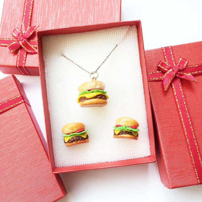 Hamburger jewerly Box set 2 - 項鍊 - 黏土 橘色