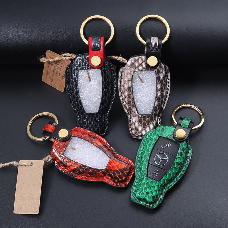 [Crazy craftsman order] Car key case For Benz imported mans snake cobra crocodile leather - Keychains - Genuine Leather 