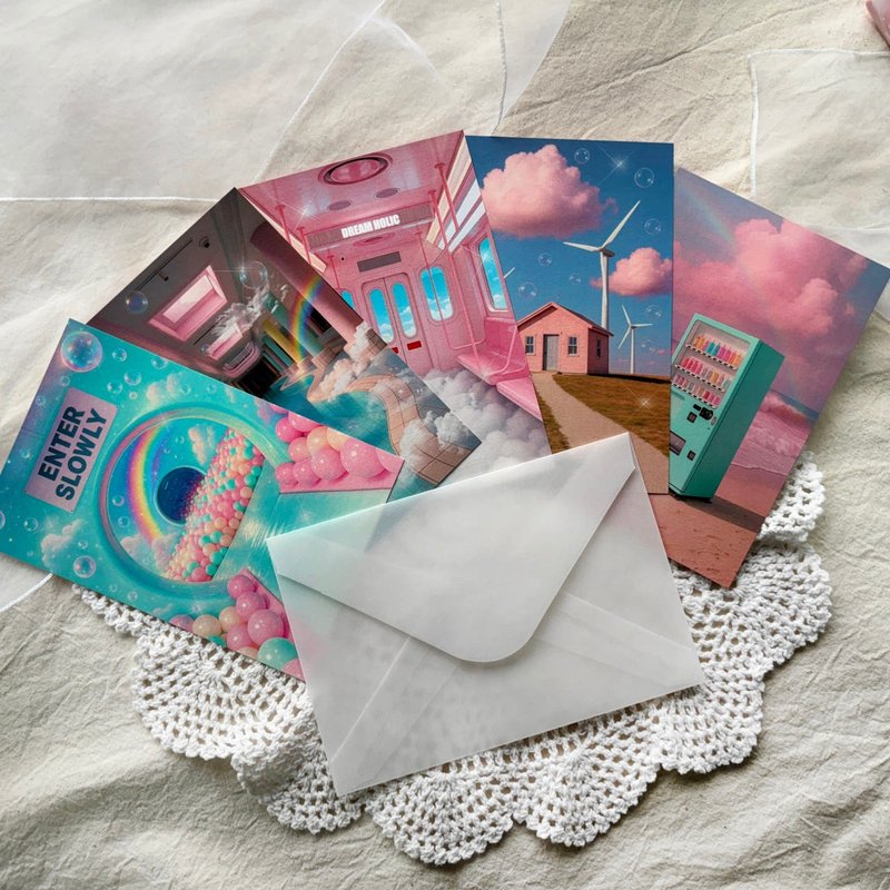 Dream Holic Postcard set - 卡片/明信片 - 紙 粉紅色