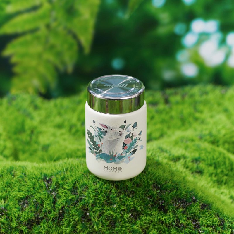 Limited Edition | Japan MOMOCONCEPT Magic Garden Rabbit Miniiii Mini Thermos Jar 200ml - Vacuum Flasks - Stainless Steel White