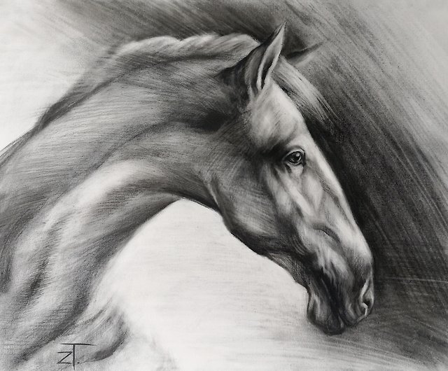 New Bull 20 - 36 X 48 inches - Charcoal on Canvas - crafttatva.com