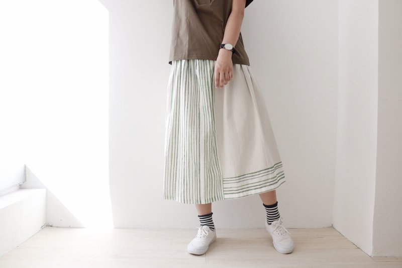 Weed Skirt - กระโปรง - ผ้าฝ้าย/ผ้าลินิน สีเขียว