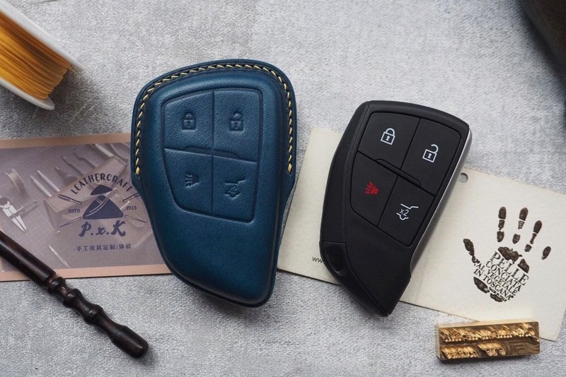 Chevrolet Buick Envision car key cover pure handmade cowhide custom engraving gift custom color - ที่ห้อยกุญแจ - หนังแท้ หลากหลายสี