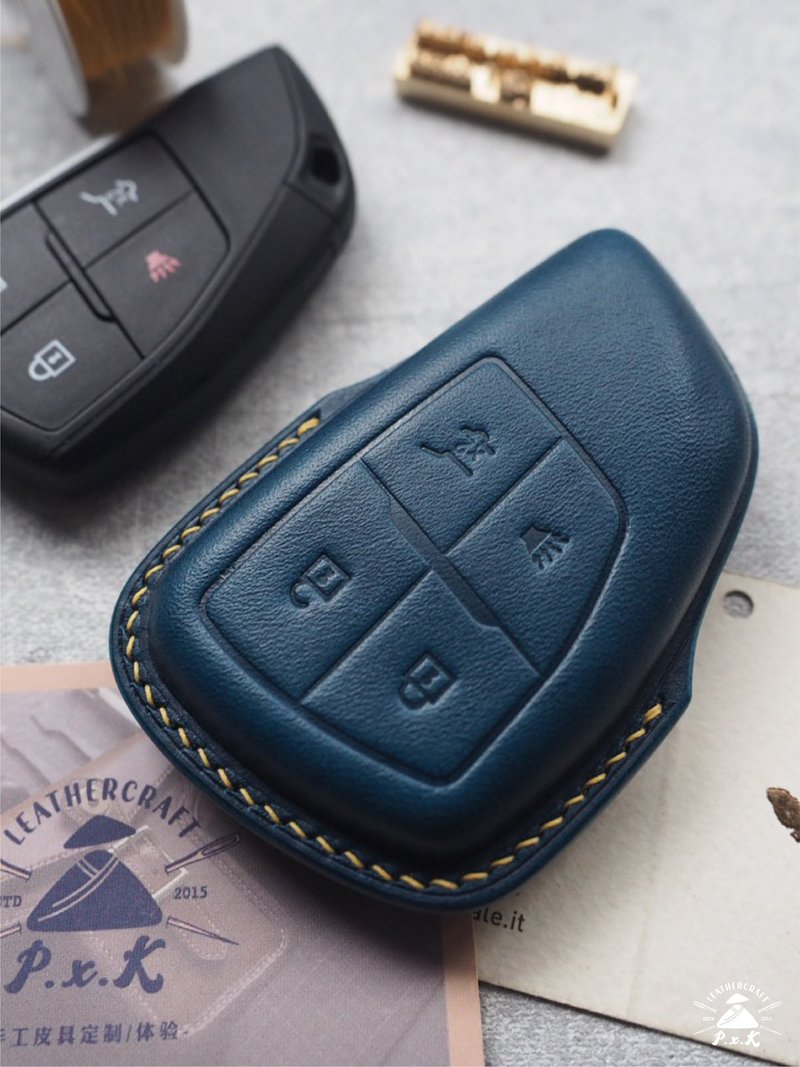 シボレービュイックアンクウェル キーケース 純手工牛革 名入れギフト 色オーダーメイド - キーホルダー・キーケース - 革 多色