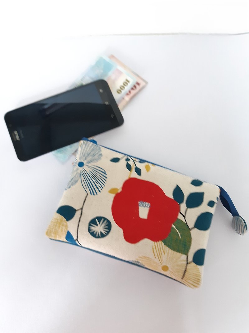 椿花五層手拿包(可放手機) 給自己和最愛的人最好的禮物 - 銀包 - 棉．麻 