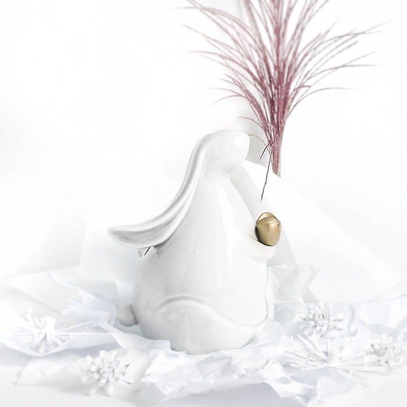 Welcome Bunny - white Glaze - Storage - Porcelain White