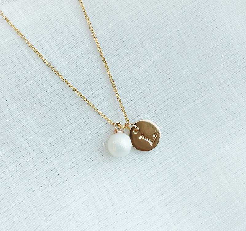  Faux Pearl Personalized Necklace  Birthday Bridesmaid  - สร้อยติดคอ - โลหะ สีทอง