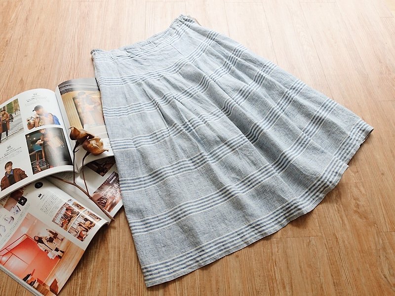 Vintage under / skirt no.123 tk - กระโปรง - ผ้าฝ้าย/ผ้าลินิน สีน้ำเงิน