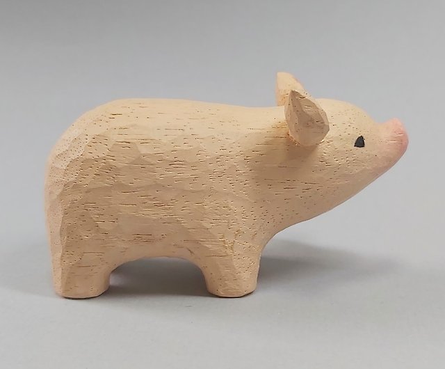 豚 木彫り - 置物