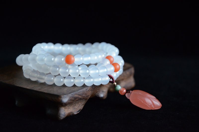 【Fun】South Red Agate Litchi Frozen Art Bracelet - สร้อยข้อมือ - เครื่องประดับพลอย ขาว