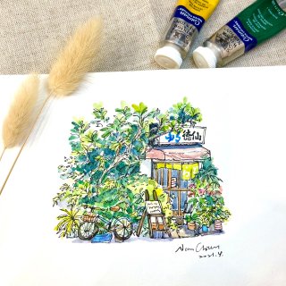 Watercolor sketches‧Japanese-style shops‧Hand-painting experience activities‧Cultural coins