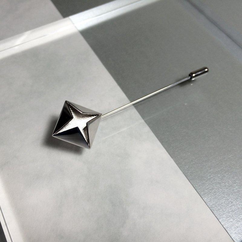 Origami Diamond Rhodium Plated Brooch - Brooches - Other Metals Silver
