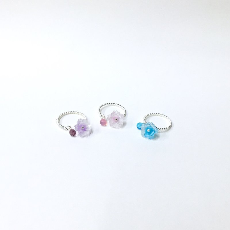 Initial burst IV. Sakura on the fingertips. Japanese cherry water droplets. Japan resin fine. Silver ring / open ring / s925 silver ring - General Rings - Other Metals Pink