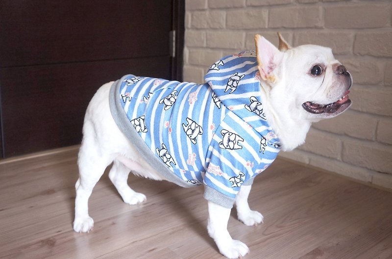 (Sold Out) Cap T Pet Clothing-啰 Fu Bao (Blue Stripe) XL - ชุดสัตว์เลี้ยง - วัสดุอื่นๆ 
