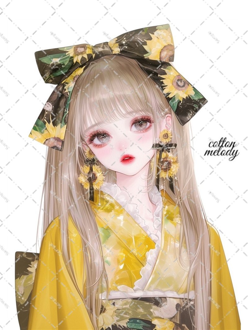 original sticker no.5869 人物ステッカー オリジナルステッカー 人物ステッカー 女の子ステッカー オリジナル人物ステッカー - 貼紙 - 紙 