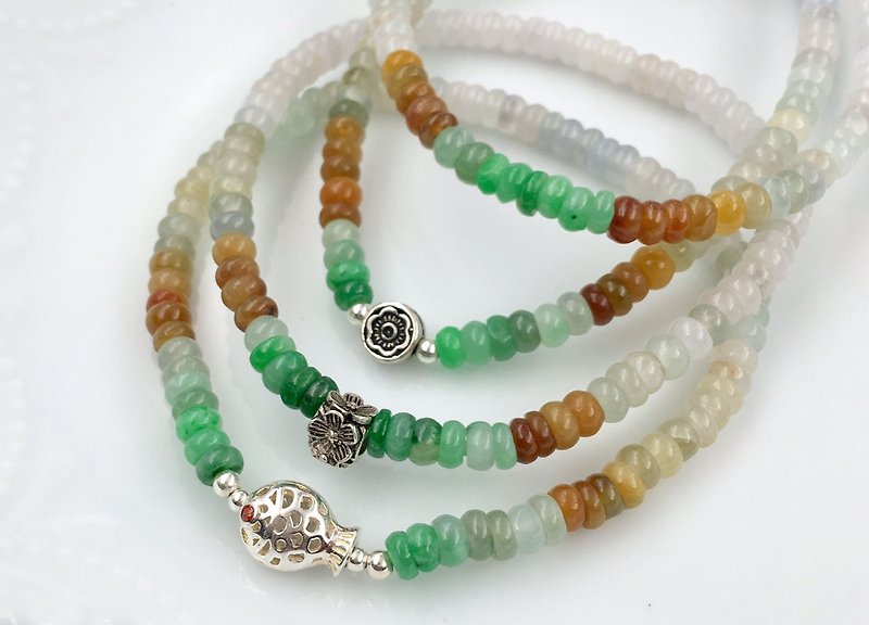 4mm hail variety multicolor jade bracelet (Myanmar jade goods) - สร้อยข้อมือ - เครื่องเพชรพลอย หลากหลายสี