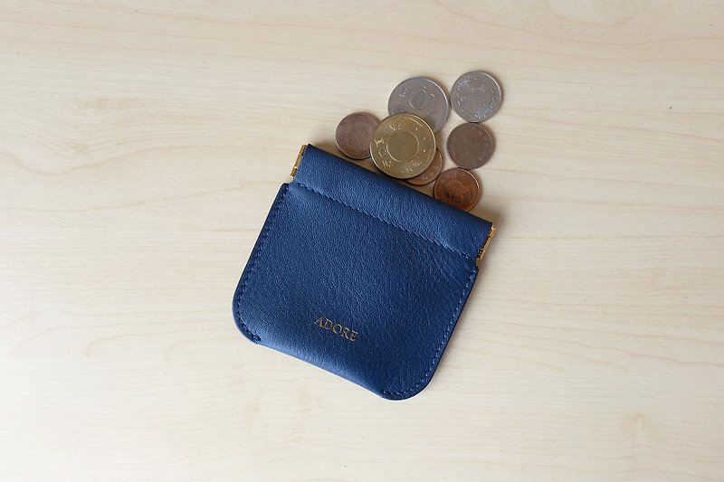 ADORE Leather coin purse (Navy Blue) - กระเป๋าใส่เหรียญ - หนังแท้ สีน้ำเงิน