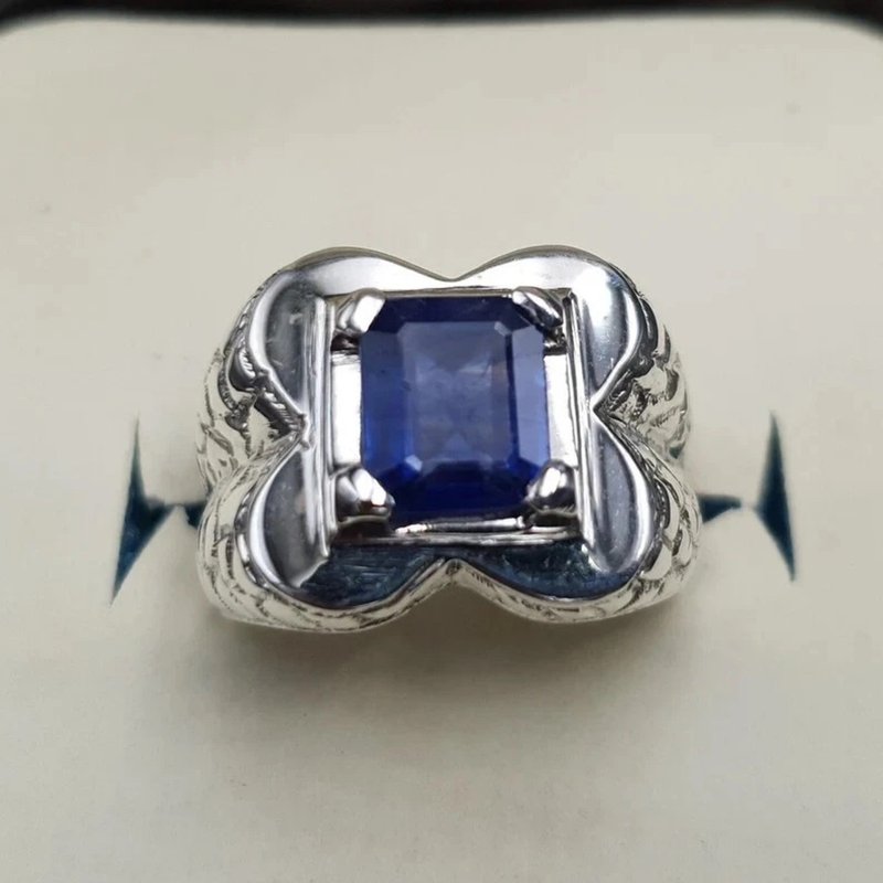 Sapphire Ring For Men Real Oval Cut 4ct Sapphire Ring Neelam Ring For Men Royal - 戒指 - 寶石 藍色