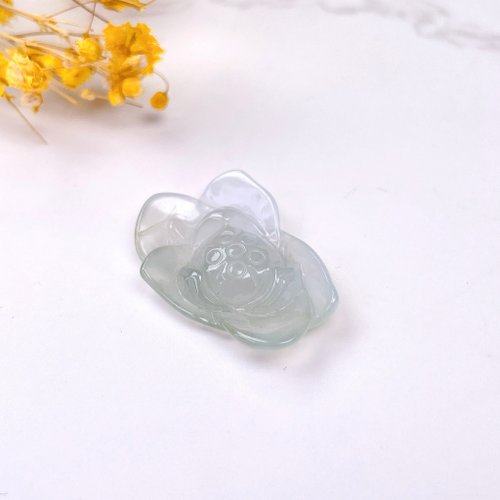 瓔珞珠寶盒 E.L.Jewelry Box 【似玉如花】冰飄綠翡翠蓮花吊墜擺件 | 天然緬甸A貨翡翠 | 送禮