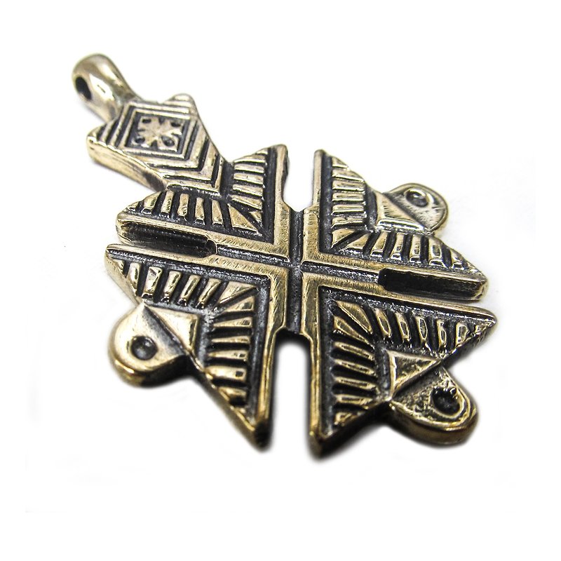 Handmade brass cross necklace pendant,handmade brass cross jewelry necklace - พวงกุญแจ - ทองแดงทองเหลือง สีทอง