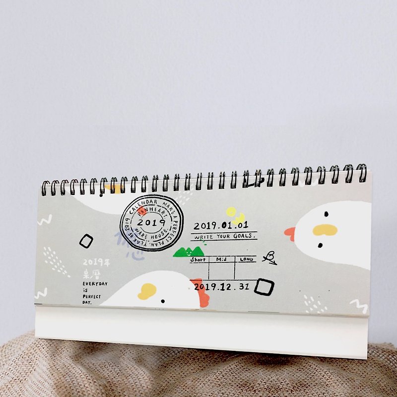 Table calendar for chickens and geese // 2019 - ปฏิทิน - กระดาษ ขาว