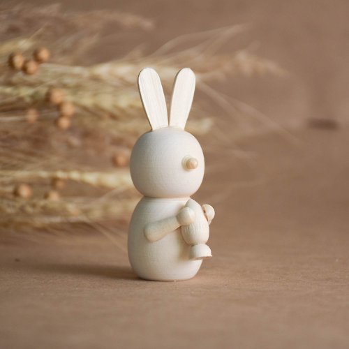 Wooden Educational Toy Wood Bunny Animal Toy Handmade
