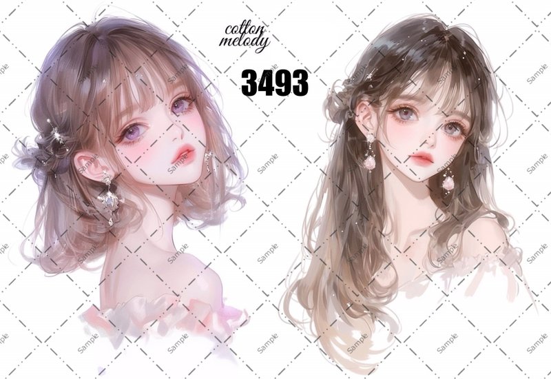 original sticker no.3493 人物ステッカー オリジナルステッカー オリジナル人物ステッカー 装飾ステッカー cotton melody - 貼紙 - 紙 