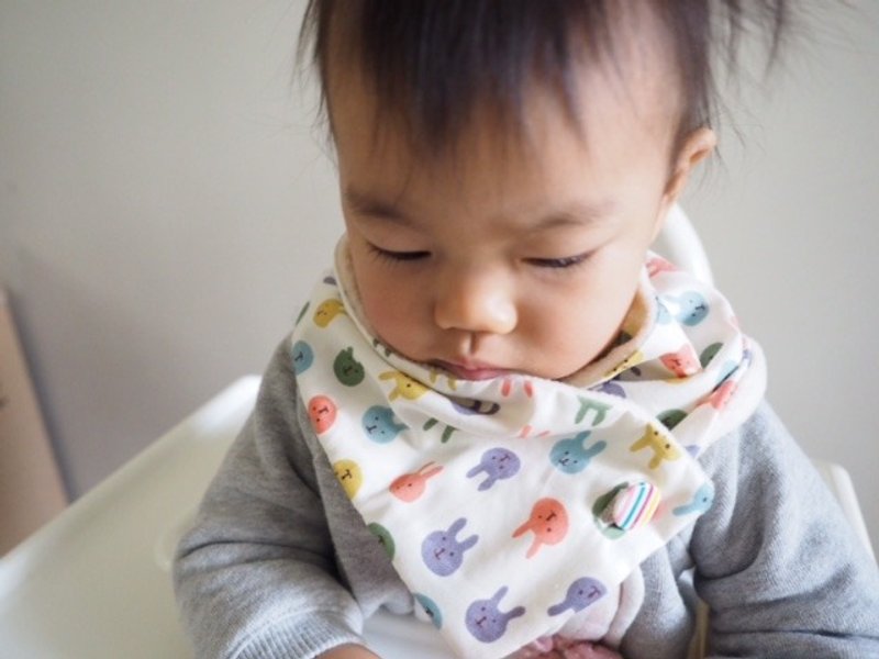 Cute Colorful rabbit baby/ kid scarf - ผ้ากันเปื้อน - ผ้าฝ้าย/ผ้าลินิน หลากหลายสี
