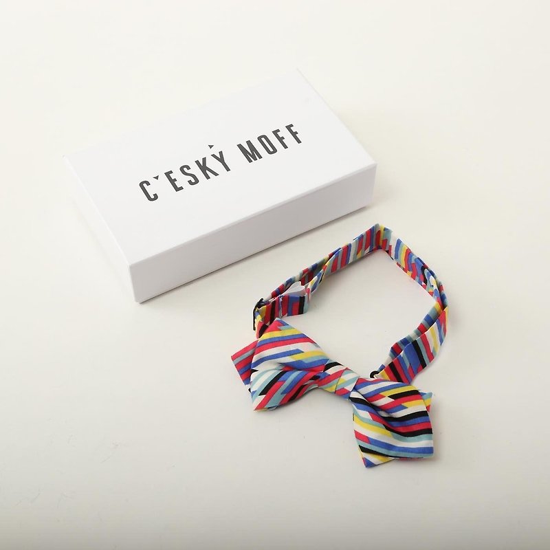 color bars bowtie butterfly MULTI - 煲呔 - 棉．麻 多色
