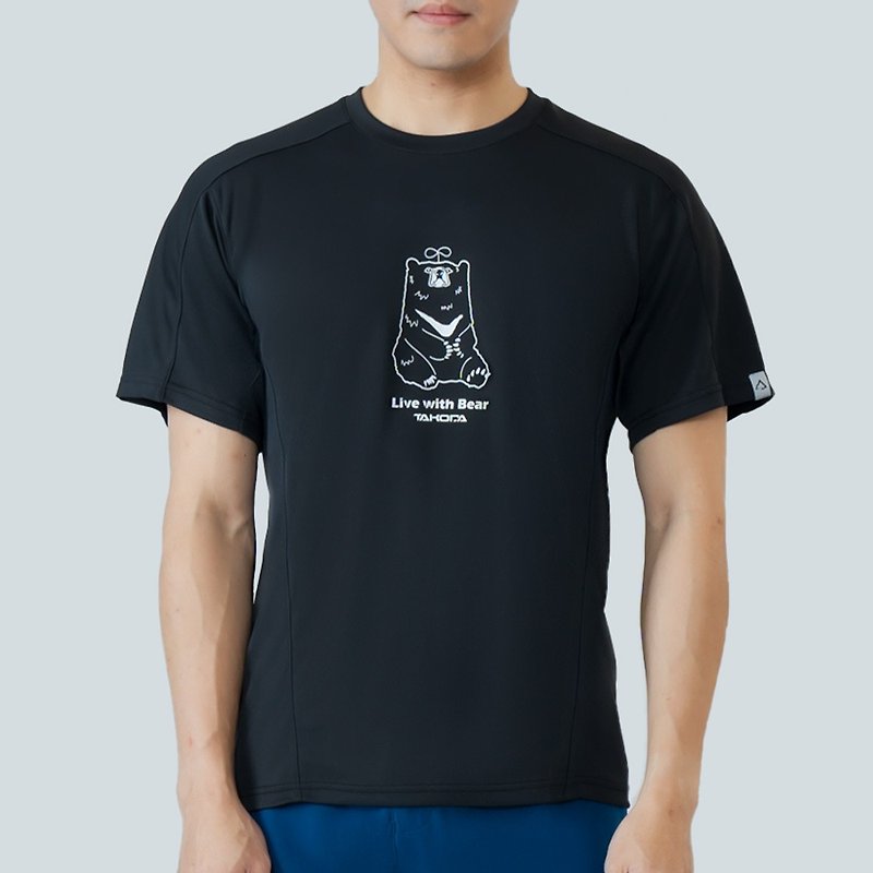 Ogle environmentally friendly functional short-sleeved printed series-Taiwan Black Bear Men's Two Colors - Men's T-Shirts & Tops - Eco-Friendly Materials Black