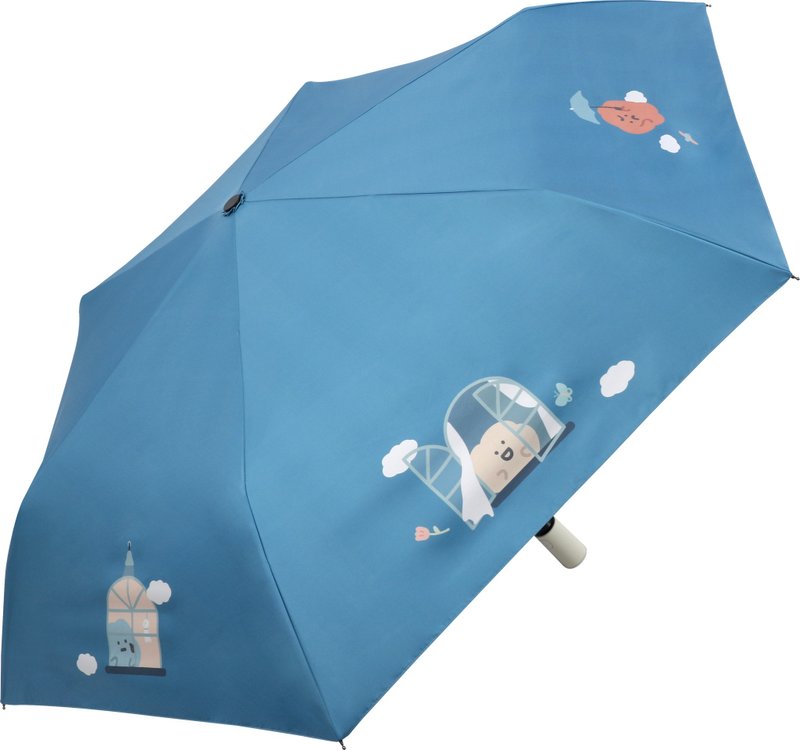 Fangfang co-branded small attic vinyl sun protection labor-saving automatic opening and closing umbrella parasol umbrella - ร่ม - วัสดุอื่นๆ สีน้ำเงิน