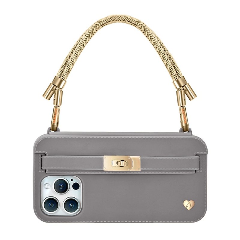 Hong Kong Design Mobile Phone Bag Lumi【Golden Strap + Elephant Pursecase】 - Phone Cases - Eco-Friendly Materials Gray