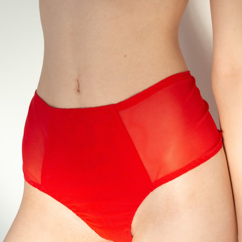 High-waisted panties - Soft mesh sheer lingerie - Women's sexy underwear - 女內衣褲 - 聚酯纖維 黑色