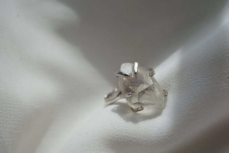 Clear quartz 925 Silver Adjustable Ring