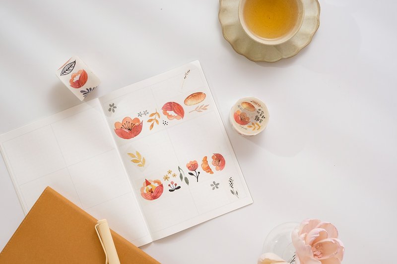 Flowers and bread 3.6cm watercolor paper tape comes with release paper - มาสกิ้งเทป - กระดาษ 